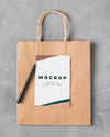 Top View Paper Bag Mock-Up With Pen Psd