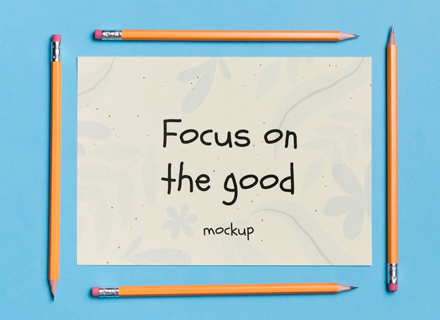 Top View Paper Surrounded By Pencils With Mock-Up Psd