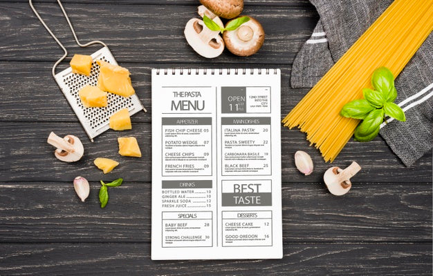 Top View Pasta And Mushrooms Assortment Psd