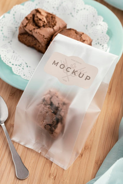 Top View Pastry In Transparent Packaging Psd