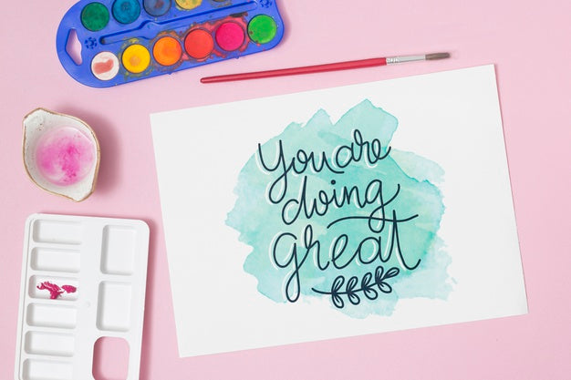 Top View Pencil With Watercolor Psd