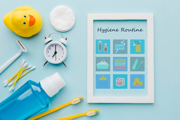 Top View Personal Care Accessories On The Table Psd