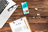 Top View Phone And Notepad Mock-Up With Laptop Psd