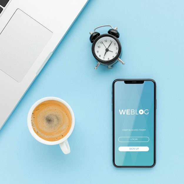 Top View Phone Mock-Up With Coffee Psd