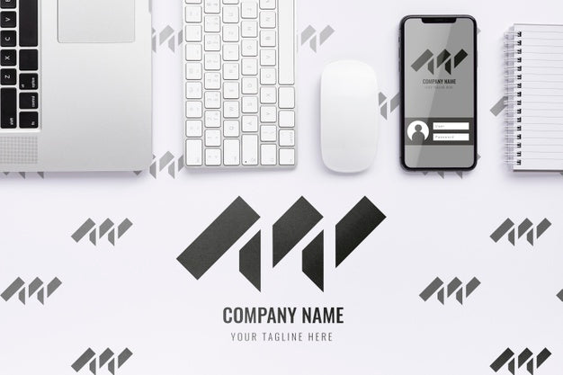 Top View Phone Mock-Up With Laptop Psd