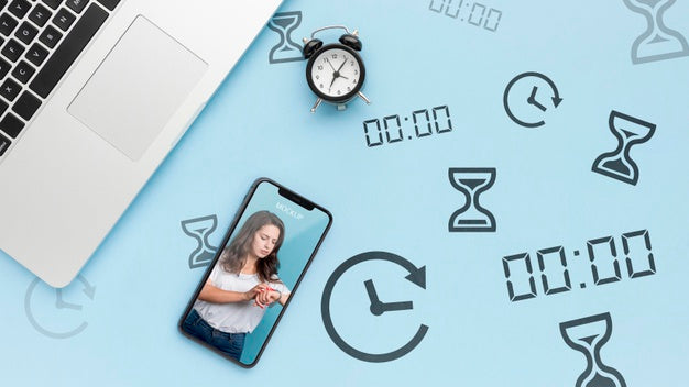 Top View Phone Mock-Up With Laptop Psd