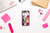 Top View Phone Mock-Up With Stationery Psd