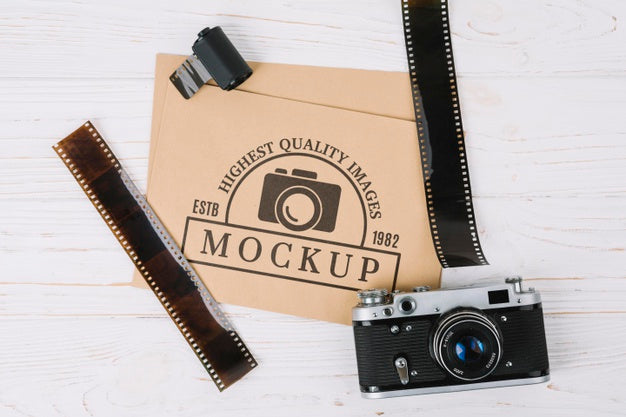 Top View Photo Camera With Film Psd