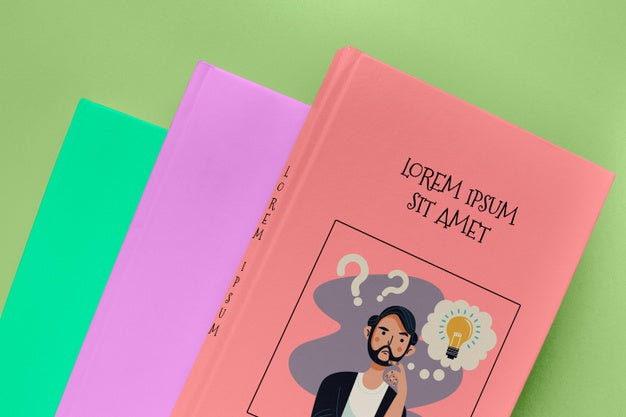 Top View Pile Of Different Book Mock-Ups Psd