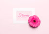 Top View Pink Flower With White Frame Psd