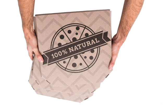 Top View Pizza Delivery Boxes Psd