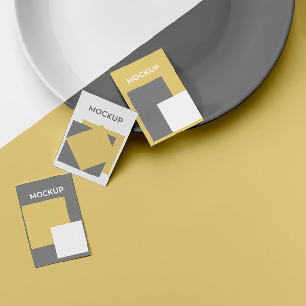 Top View Poster Mockup And Plate Psd