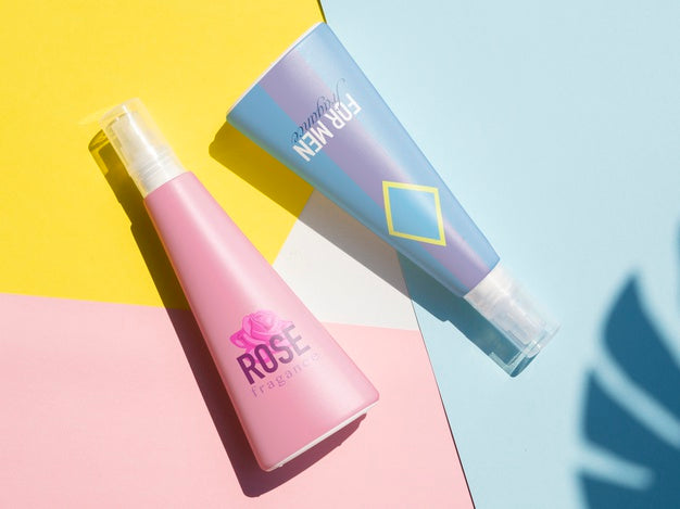 Top View Product Design With Bottles Mock-Up Psd