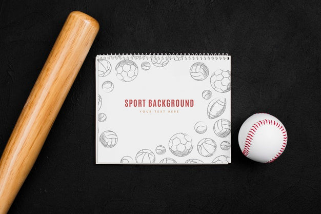 Top View Professional Baseball Bat And Ball Psd