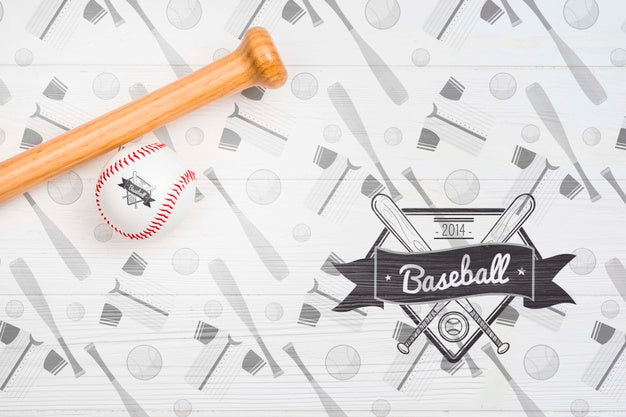 Top View Professional Baseball Bat And Ball Psd