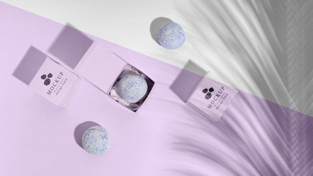 Top View Purple Bath Bombs Arrangement Psd
