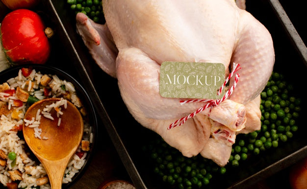 Top View Raw Thanksgiving Turkey Psd