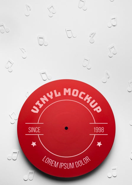 Top View Red Vinyl Mockup Psd