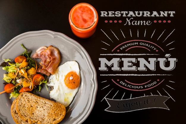 Top View Restaurant Breakfast Mockup Psd