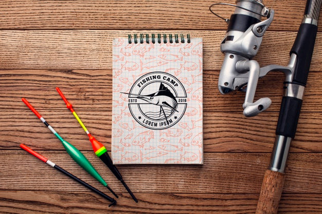 Top View Rod And Fishing Accessories Psd