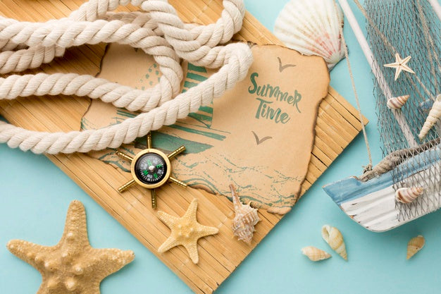 Top View Rope And Boat Arrangement Psd