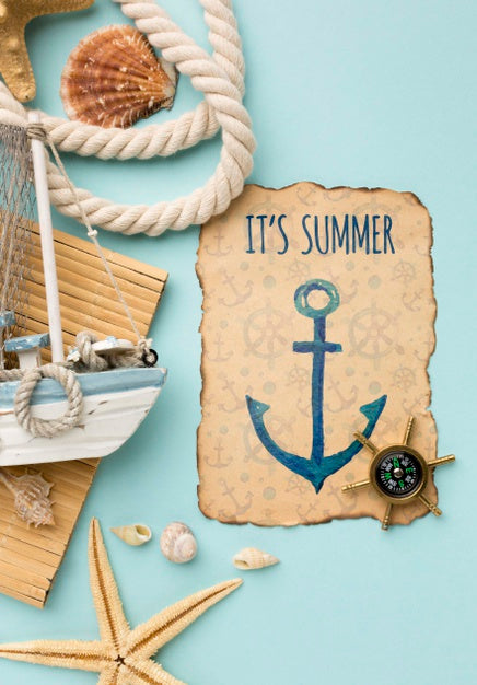 Top View Rope And Paper Arrangement Psd