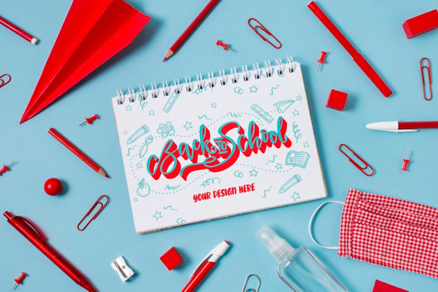 Top View School Supplies With Mock-Up Psd