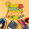 Top View School Supplies With Orange Background Psd