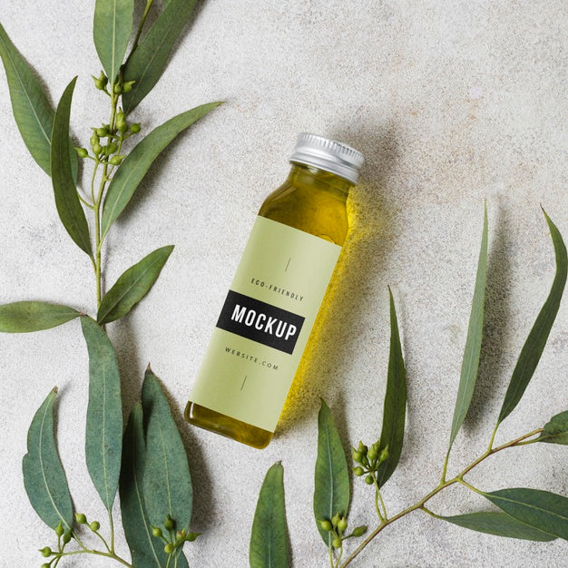 Top View Serum With Leaves Psd