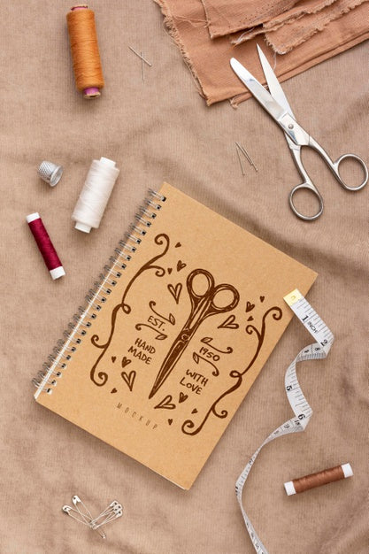 Top View Sewing Accessories With Mock-Up Psd
