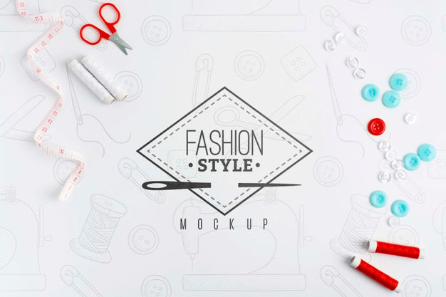 Top View Sewing Concept With Mock-Up Psd