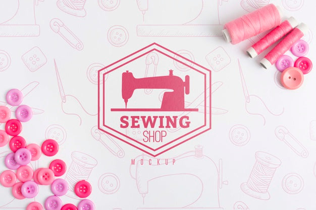 Top View Sewing Concept With Mock-Up Psd