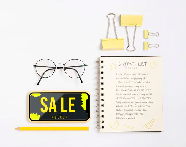 Top View Shopping List Psd