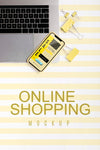 Top View Shopping Online On Laptop And Mobile Psd
