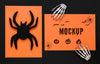 Top View Skeleton Hands And Scary Spider Psd