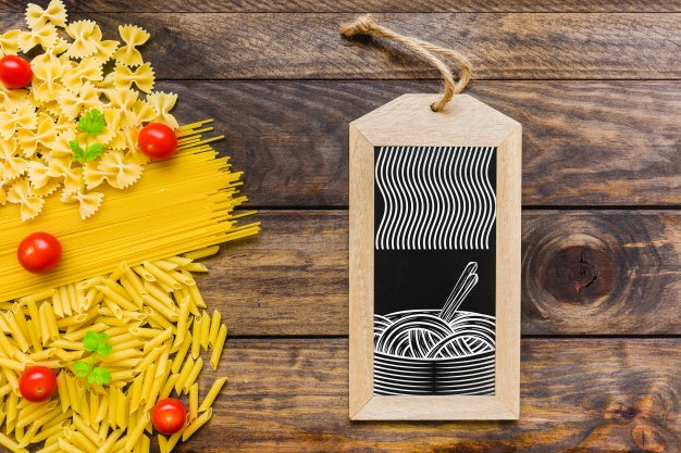Top View Slate Mockup With Pasta Concept Psd