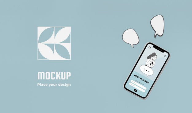 Top View Smartphone And Speech Bubbles Psd