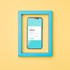 Top View Smartphone In A Blue Frame Mock-Up Psd