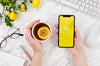 Top View Smartphone Mock-Up With Tea Psd