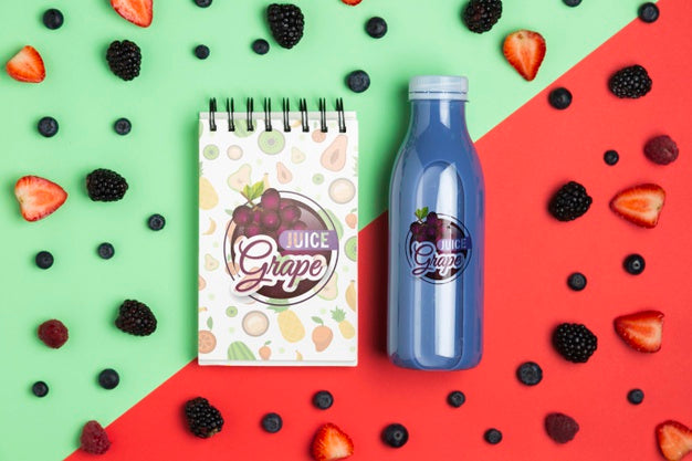 Top View Smoothie Surrounded By Slices Of Fruits Psd