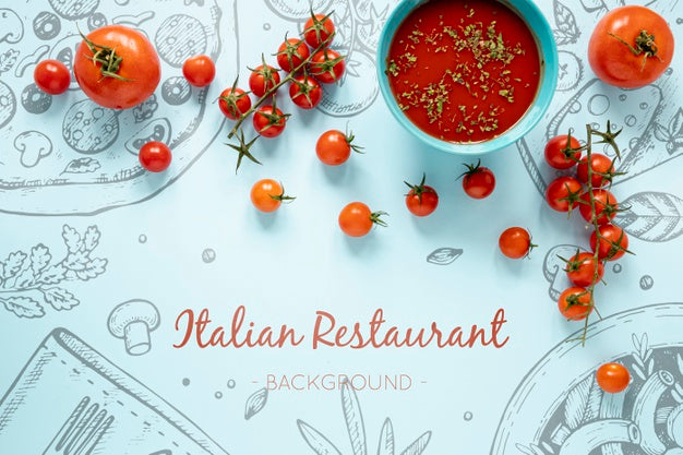 Top View Soup With Assortment Of Ingredients And Background Mock-Up Psd