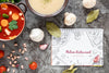 Top View Soup With Assortment Of Ingredients And Notepad Mock-Up Psd
