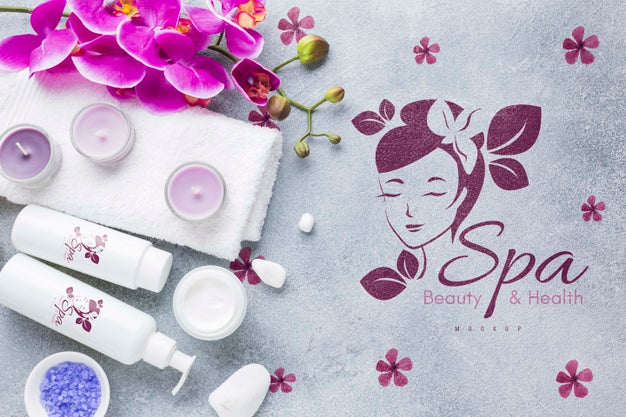 Top View Spa Center Assortment With Mock-Up Psd
