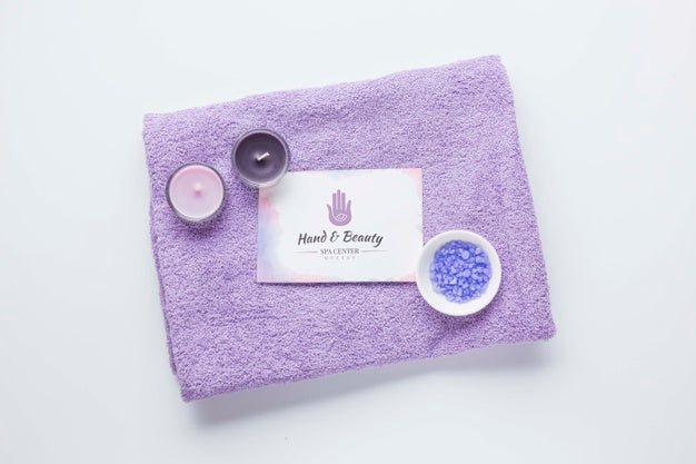 Top View Spa Center Composition With Card Mock-Up Psd