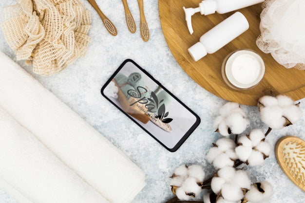 Top View Spa Center Mock-Up And Mobile Phone Psd