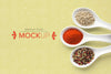 Top View Spoons Filled With Spices Mock-Up Psd