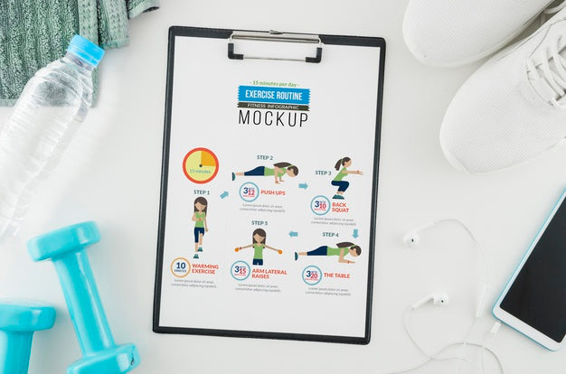 Top View Sport Routine With Mock-Up Psd