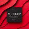 Top View Squared Mock-Up Black Friday Red Wavy Background Psd