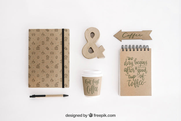 Top View Stationery Concept With Office Supplies Psd