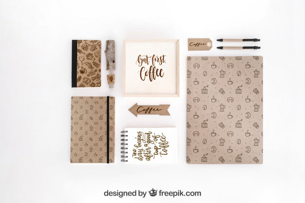 Top View Stationery Concept With Office Supplies Psd
